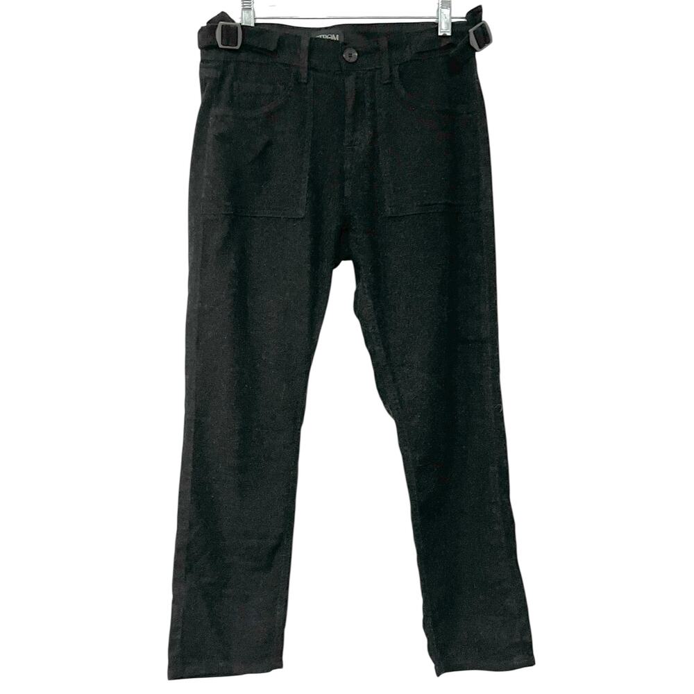 Strom Womens Dress Pants Dark Gray Mid Rise Flat Front Straight Leg Career Sz S